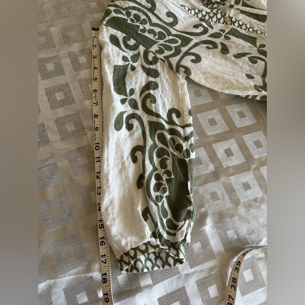 Zara Ecru & Khaki Rustic Printed Mini Dress Size XS - Picture 10 of 10